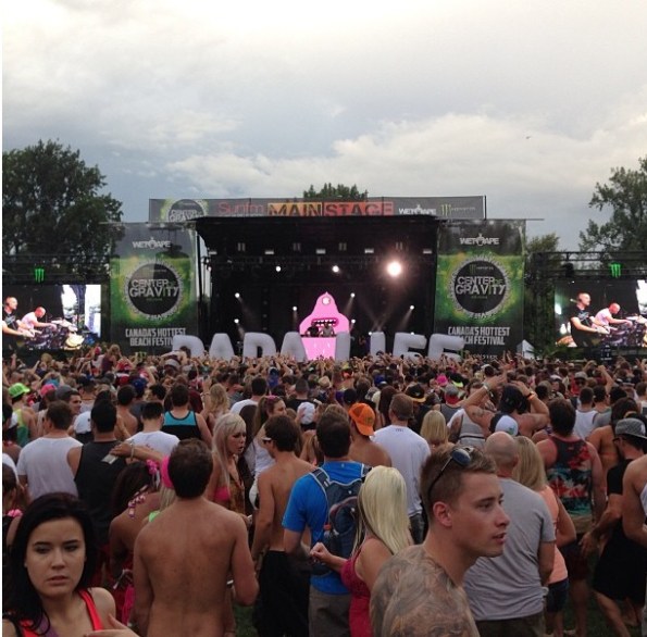 Fans flocked to watch Dada Life's show on Friday, which was — as always — aided by several stage props, from their trademark bananas to the giant inflatable sign visible in this photo.